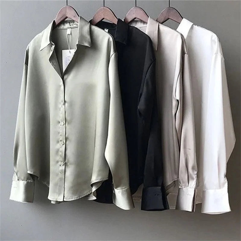 Casual Long Sleeve Button-Down Blouse