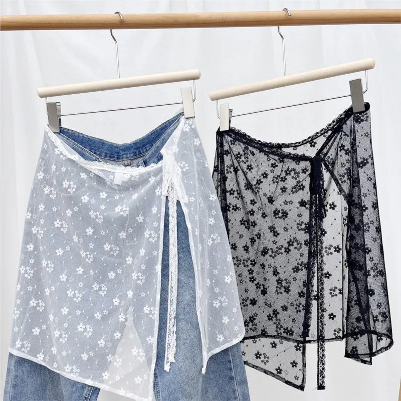 Women's Y2K Lace Layered Wrap Skirt