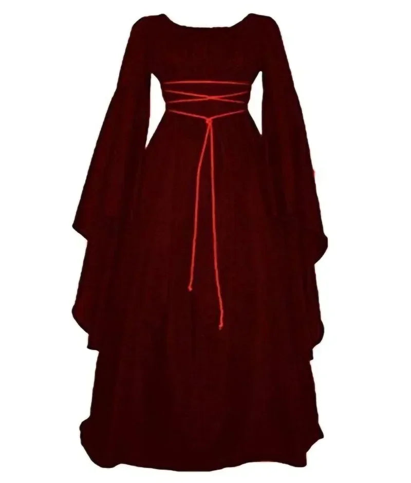 Square Collar Flare Sleeve Witch Maxi Dress