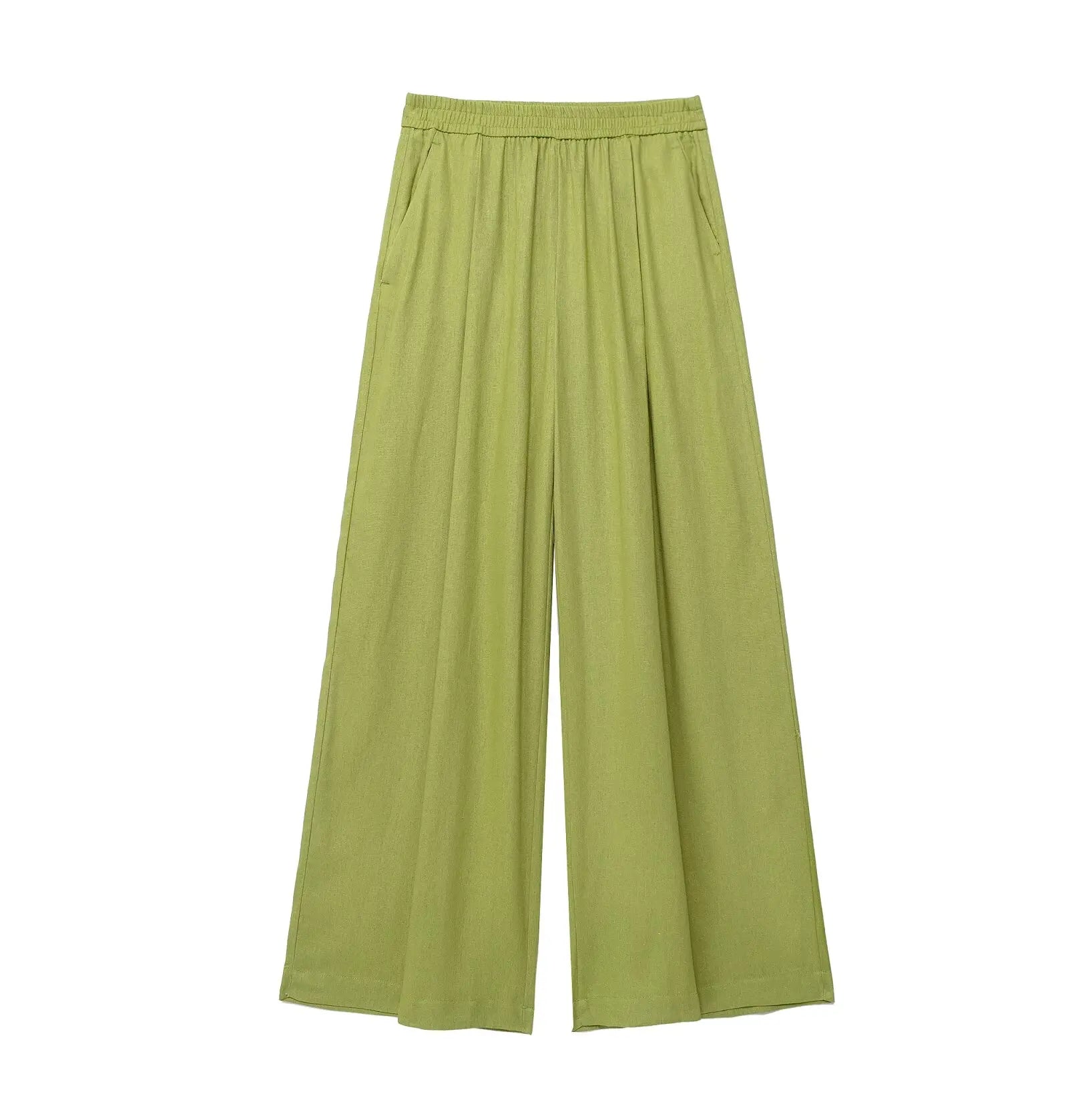 Turn-Down Collar Button Blouse & Wide Leg Pants Set