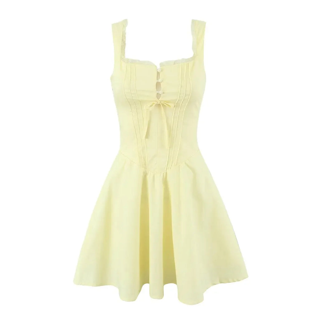 Lace Spaghetti Strap Low Waist Lace-Up Mini Dress