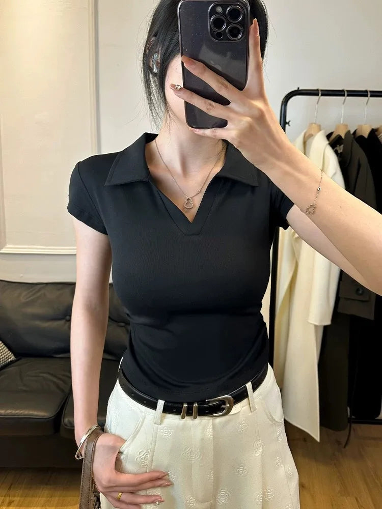 Cotton Polo Crop Top