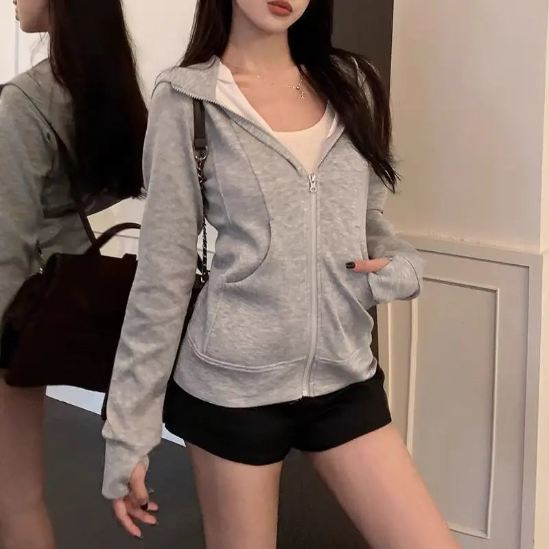 Hooded Zip-Up Sweatshirt Long Sleeve Regular Fit Jacket