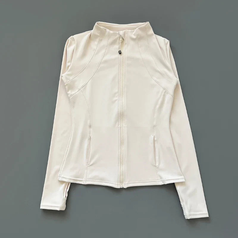 Athletic Slim Fit Quick Drying Zipper Running Jacket Women Dryfit Outer Wear Yoga Training Fitness Jacket with Thumb Hole