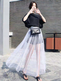 Women's Lace Mesh Transparent Maxi Skirt