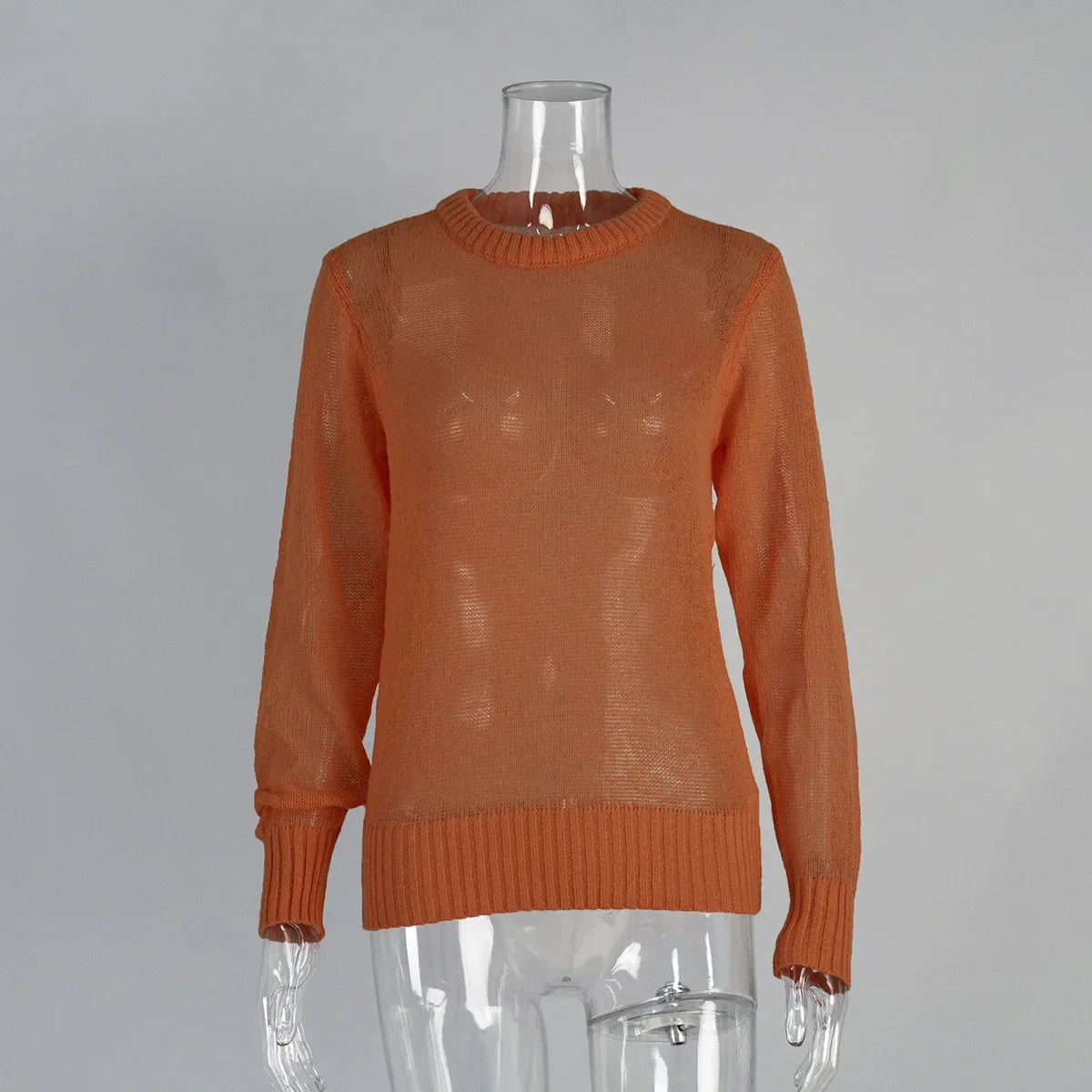 Round Neck Knit Sweater Long Sleeve Loose Fit Spliced Pullover