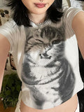 Harajuku Animal Print Short Sleeve Crop T-Shirt