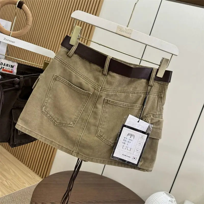 Women's High-Waist Cotton Denim Skirt