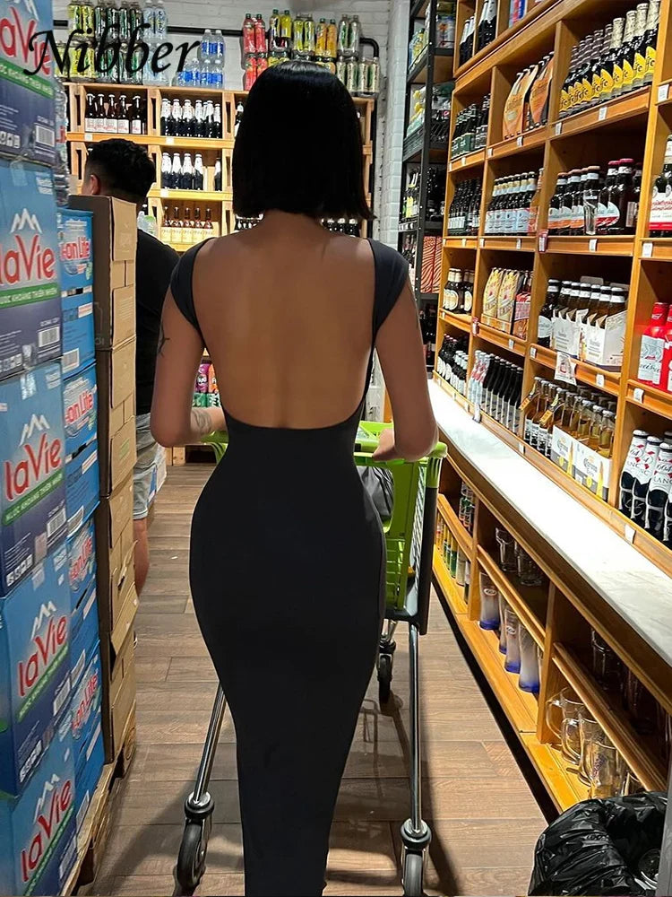 Women's Backless Sleeveless Bodycon Maxi Dress