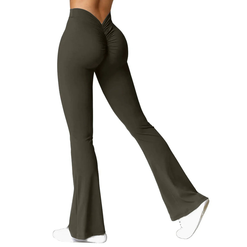 High Waist Flared Yoga Pants V-Back Hip Lifting Slim Fit Sports