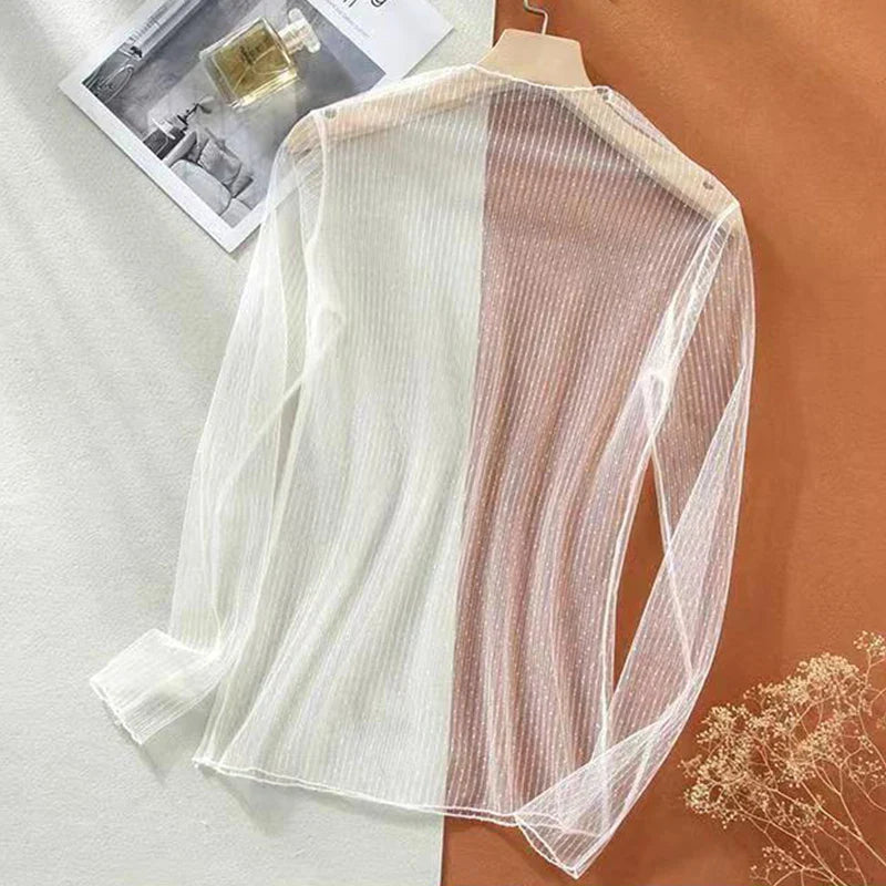 Lace Mesh Turtleneck Top