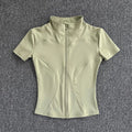 Quick-Dry Full Zip Short Sleeve Yoga Top