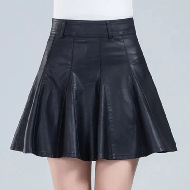 Women's High-Waist Leather Mini Skirt