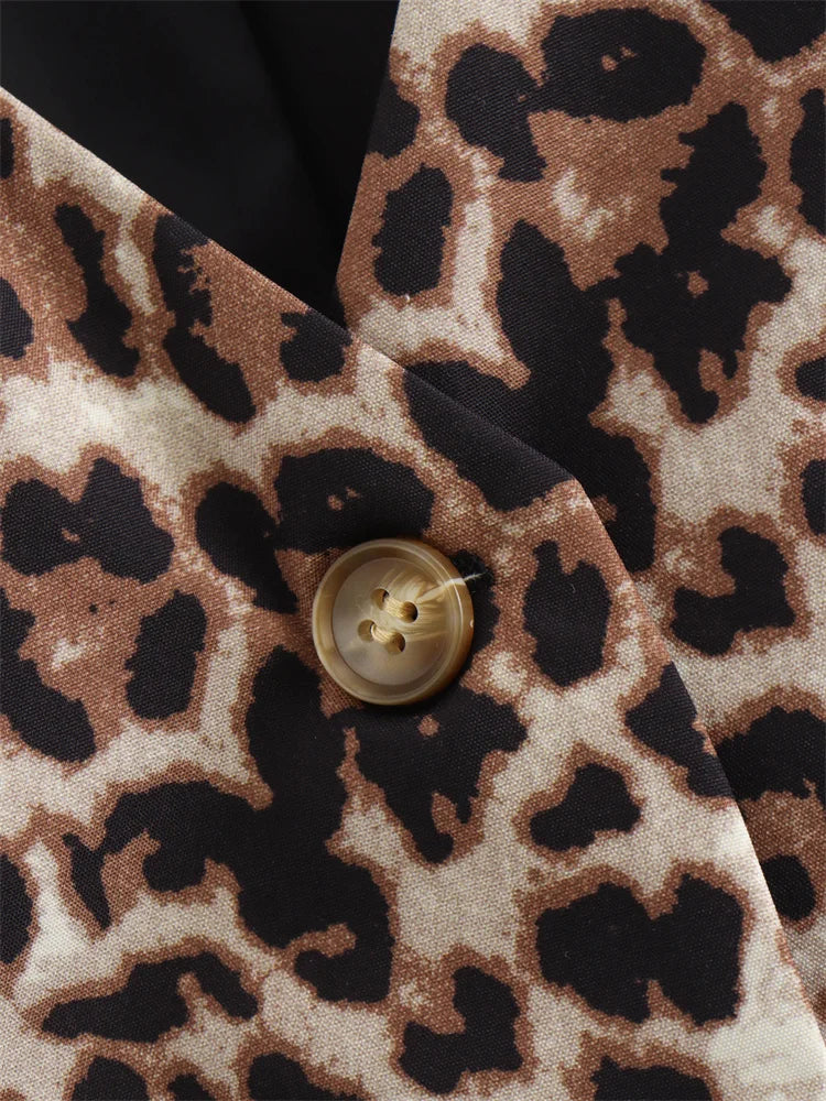Women's Leopard Print V-Neck Vest