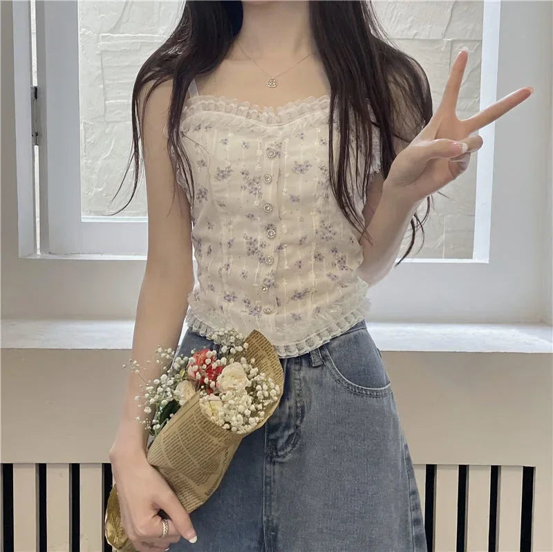 Women's Lace Floral Halter Cami