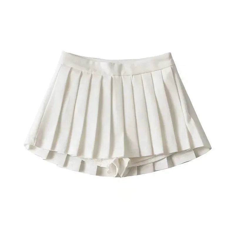 High Waist Pleated Mini Skirt | Korean JK Style Women's Solid Color Skirt