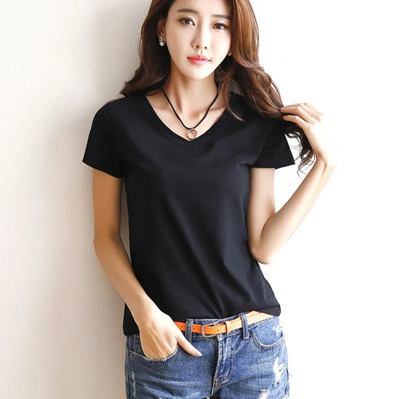 Women's Short Sleeve Solid Casual T-Shirt