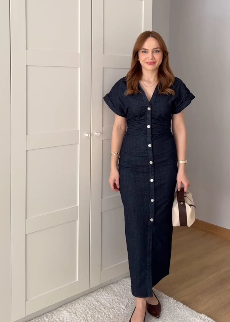 Denim Midi Shirt Dress