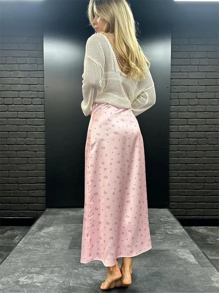 Tossy Summer Printed Fashion Long Skirt For Women High Waist Contrast Patchwork Slim Elegant Party Looks Ladies Y2k Maxi Skirt