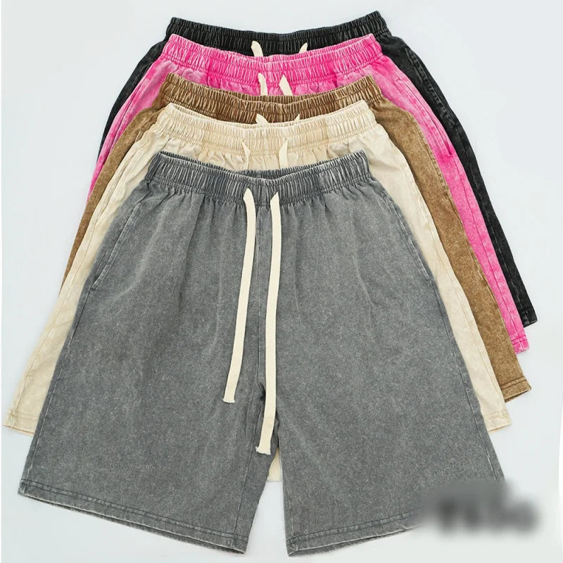 Retro Washed Hip Hop Shorts | Unisex Loose Fit Casual Sports 3/4 Pants