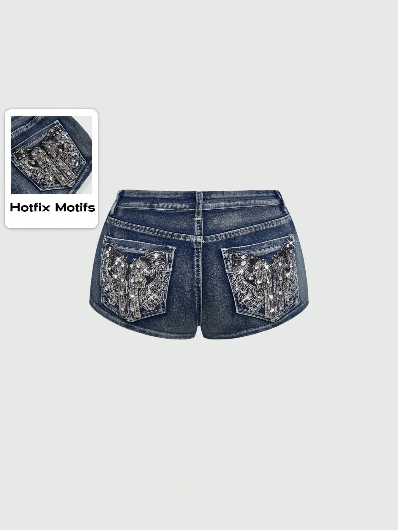 Y2K Embroidered Distressed Denim Shorts
