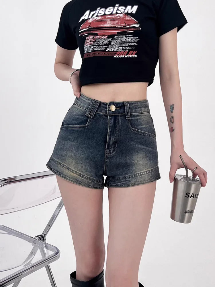 Women's High-Waist Denim Shorts