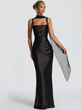 Backless Halter Maxi Dress