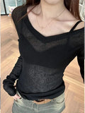 Sheer Slim Fit Long Sleeve T-Shirt | Y2K Streetwear Women's Basic Tee