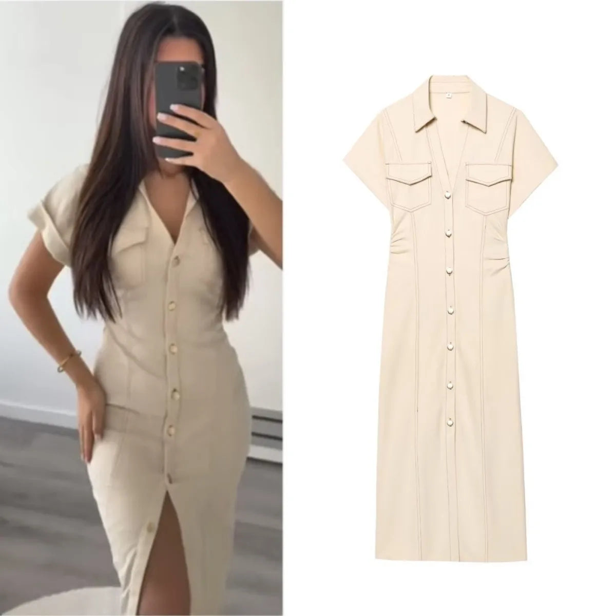 Denim Midi Shirt Dress