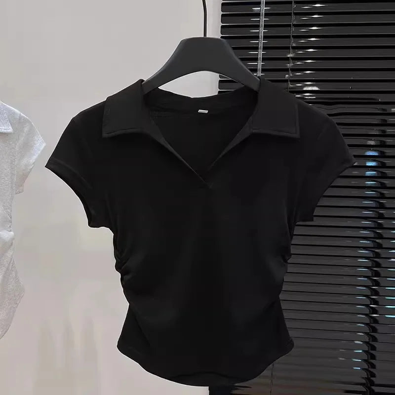 Cotton Polo Crop Top