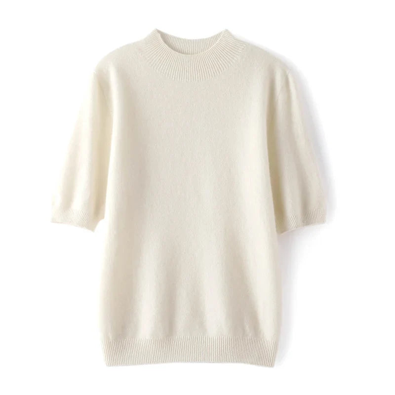 Women's 100% Cashmere Short-Sleeve Sweater