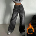 Women's Fleece-Lined High-Waist Straight Jeans