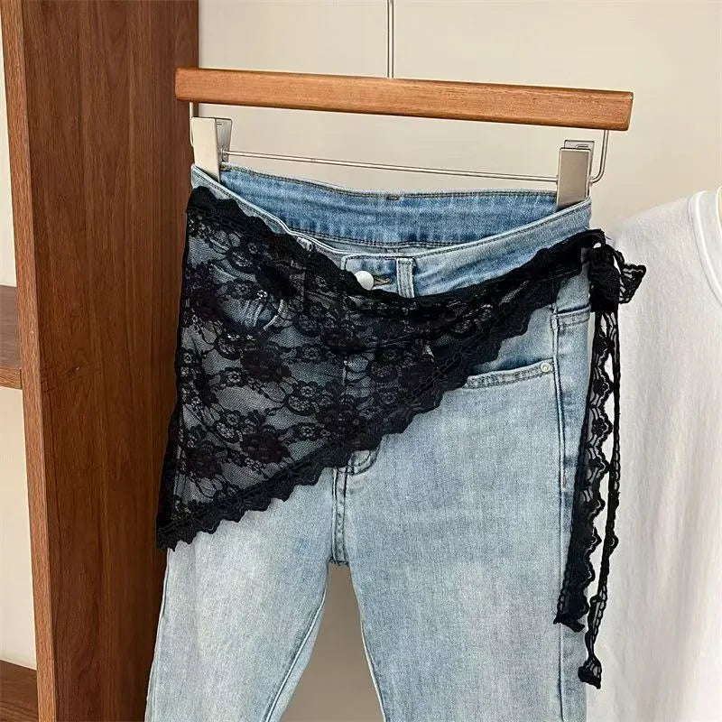 Women's Y2K Lace Layered Wrap Skirt
