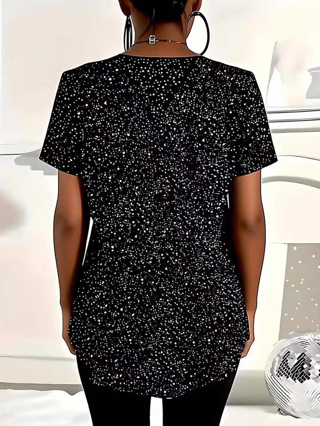 Women's Polka Dot V-Neck T-Shirt
