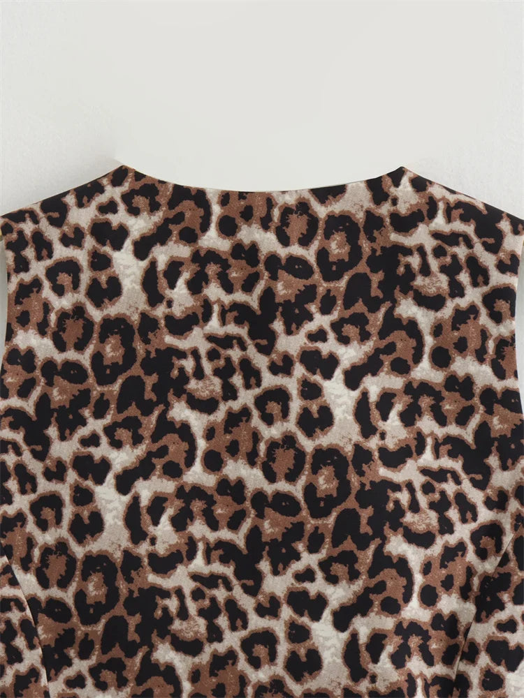Women's Leopard Print V-Neck Vest