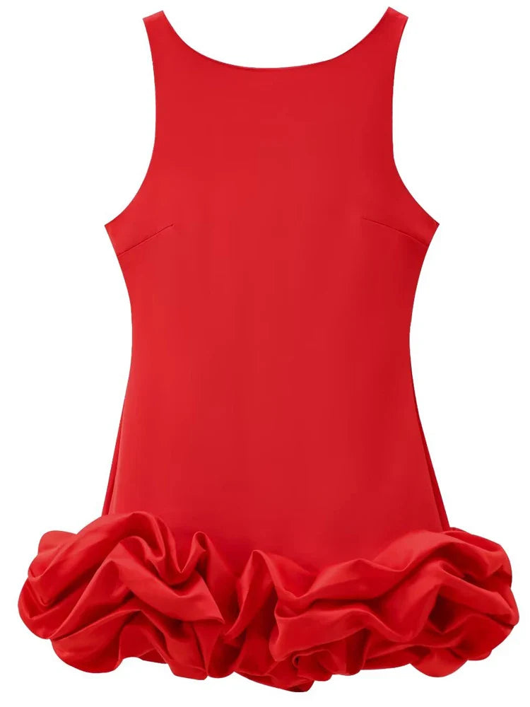 Women's Off-Shoulder Backless Ruffle Bodycon Mini Dress