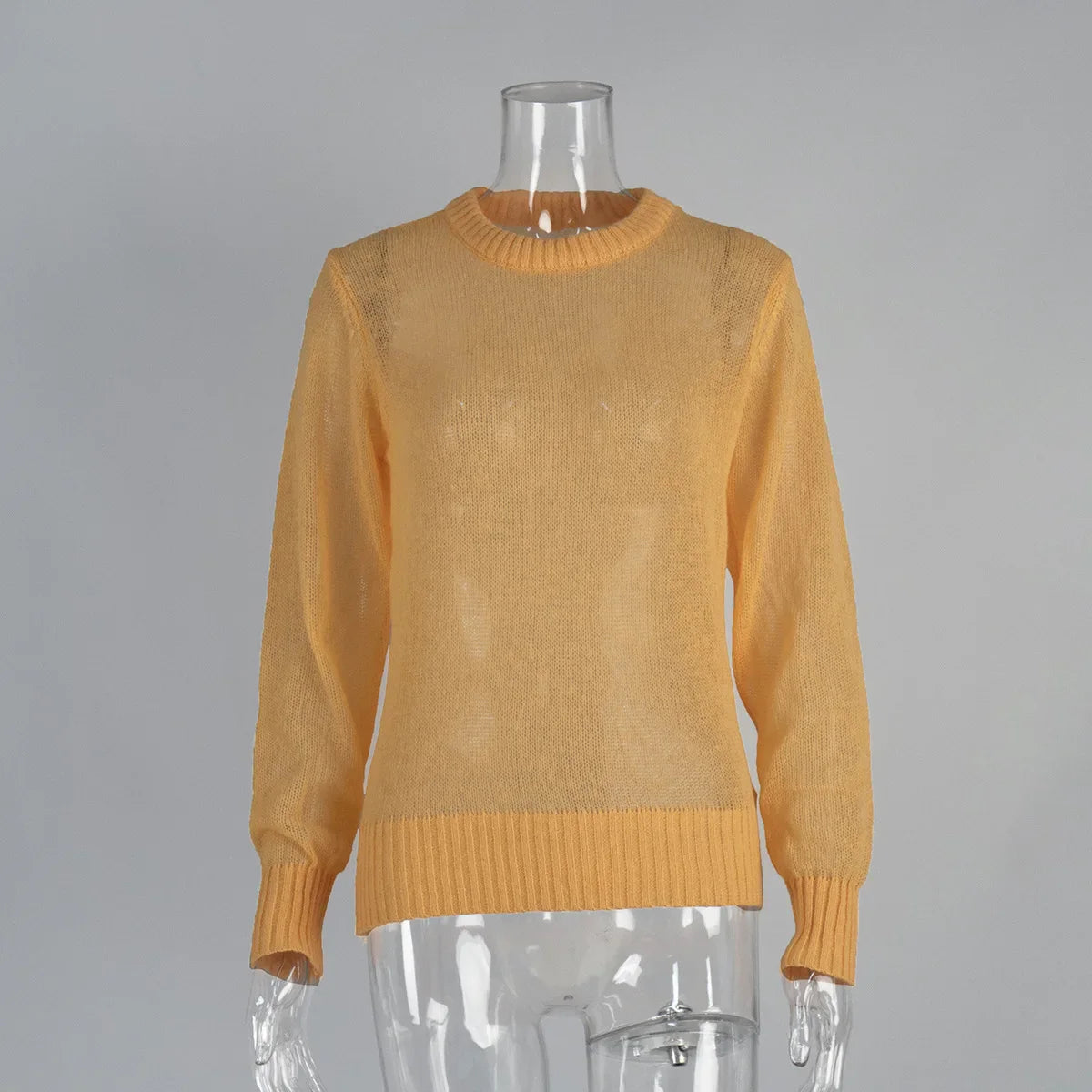 Round Neck Knit Sweater Long Sleeve Loose Fit Spliced Pullover