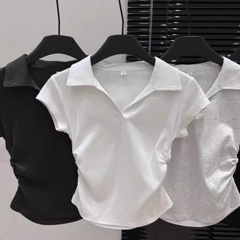 Cotton Polo Crop Top