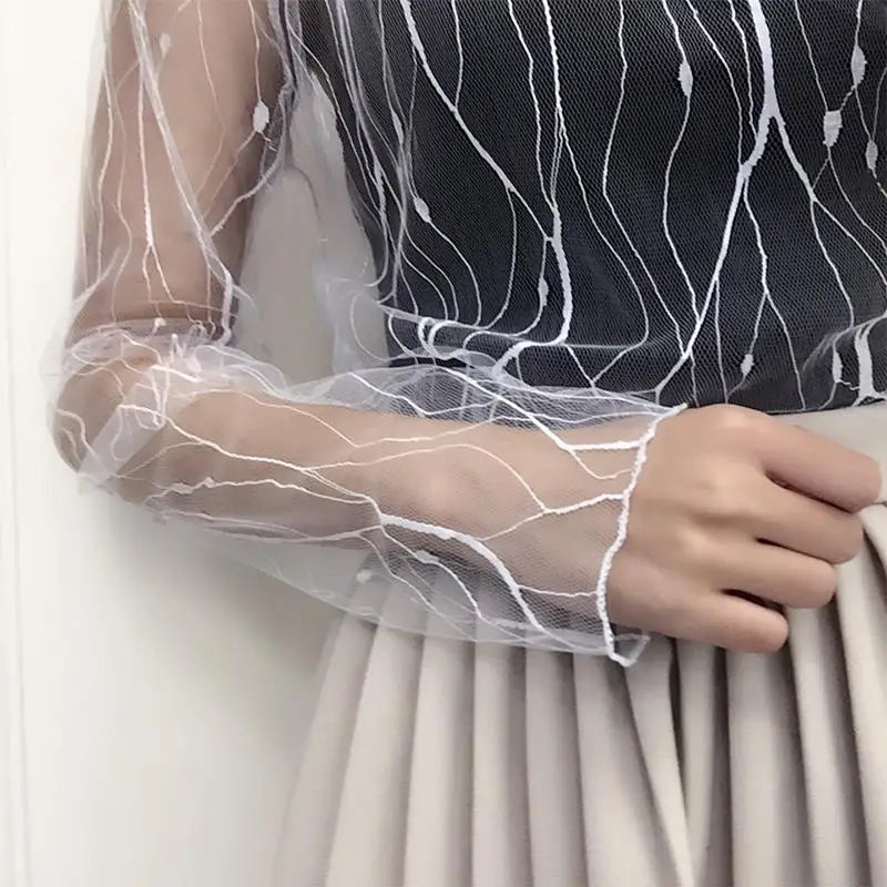Lace Mesh Turtleneck Top