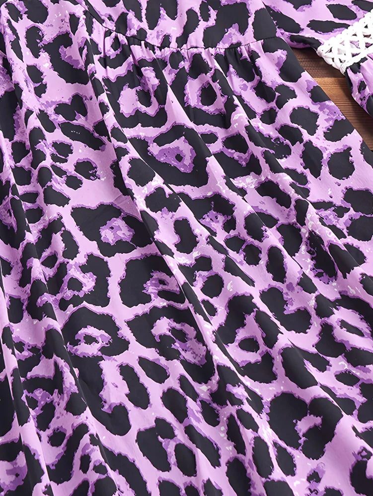 Leopard Print V-Neck Dress