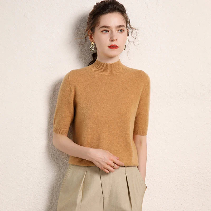 Women's 100% Cashmere Short-Sleeve Sweater