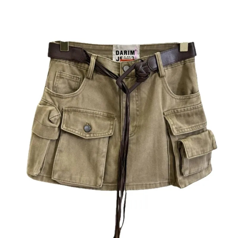 Women's High-Waist Cotton Denim Skirt