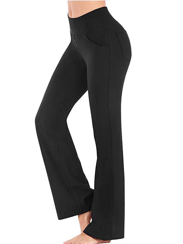 High Waist Wide Leg Pants Slim Fit Pockets Full Length Casual