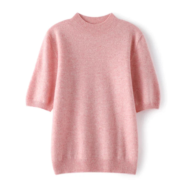 Women's 100% Cashmere Short-Sleeve Sweater