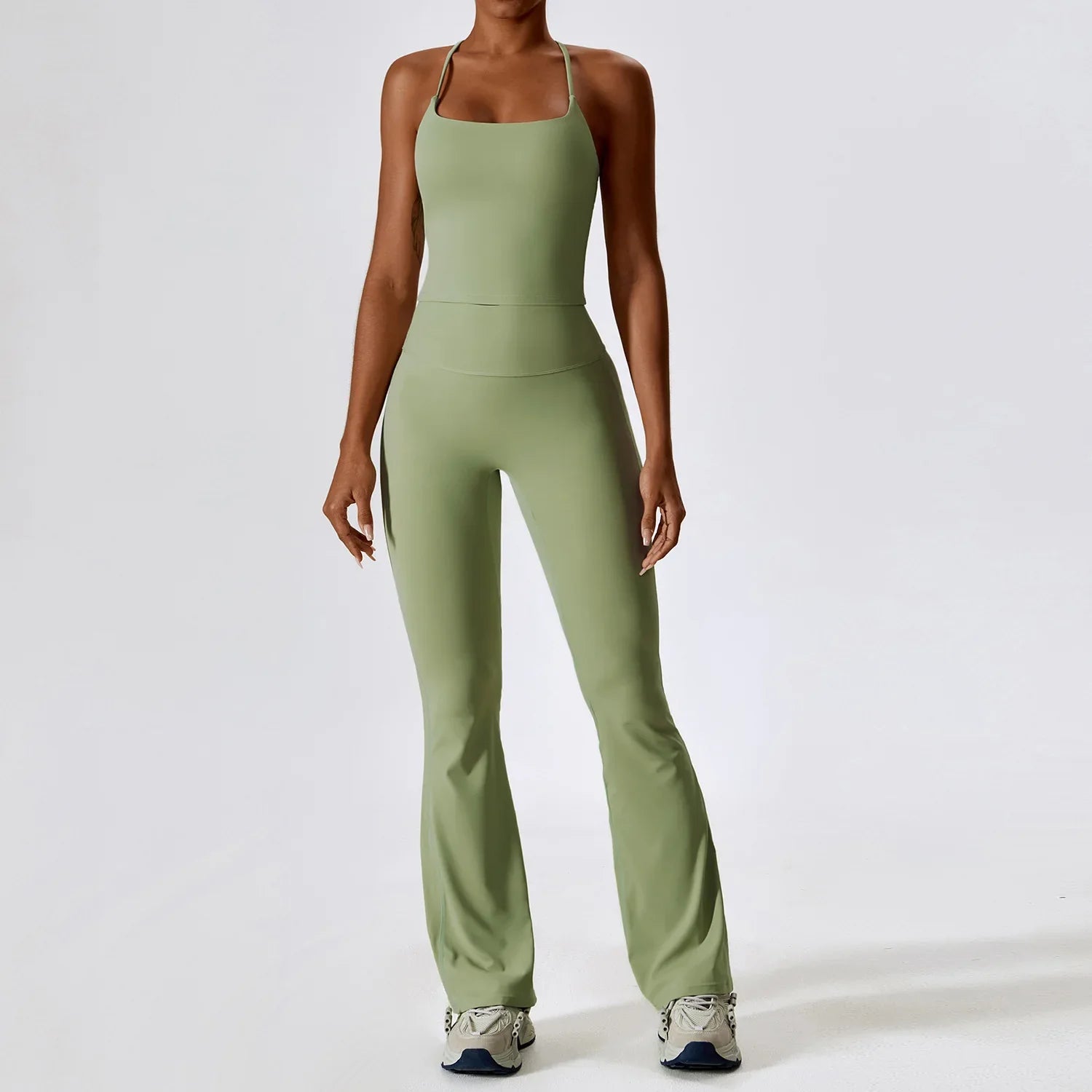 Seamless Yoga Set - Sports Bra, Crop Top & Leggings