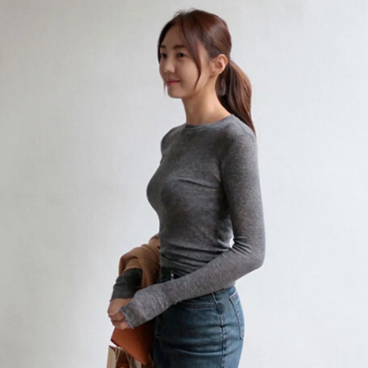 Sexy Sheer Long Sleeve Bodycon Tee