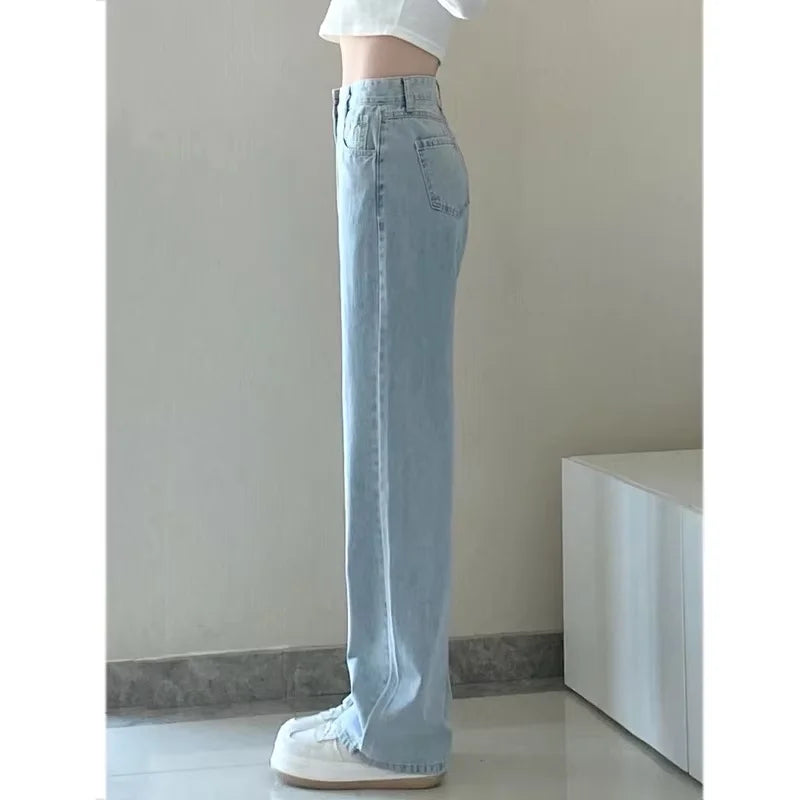 Mid Waist Loose Straight Wide-Leg Jeans