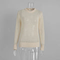Round Neck Knit Sweater Long Sleeve Loose Fit Spliced Pullover