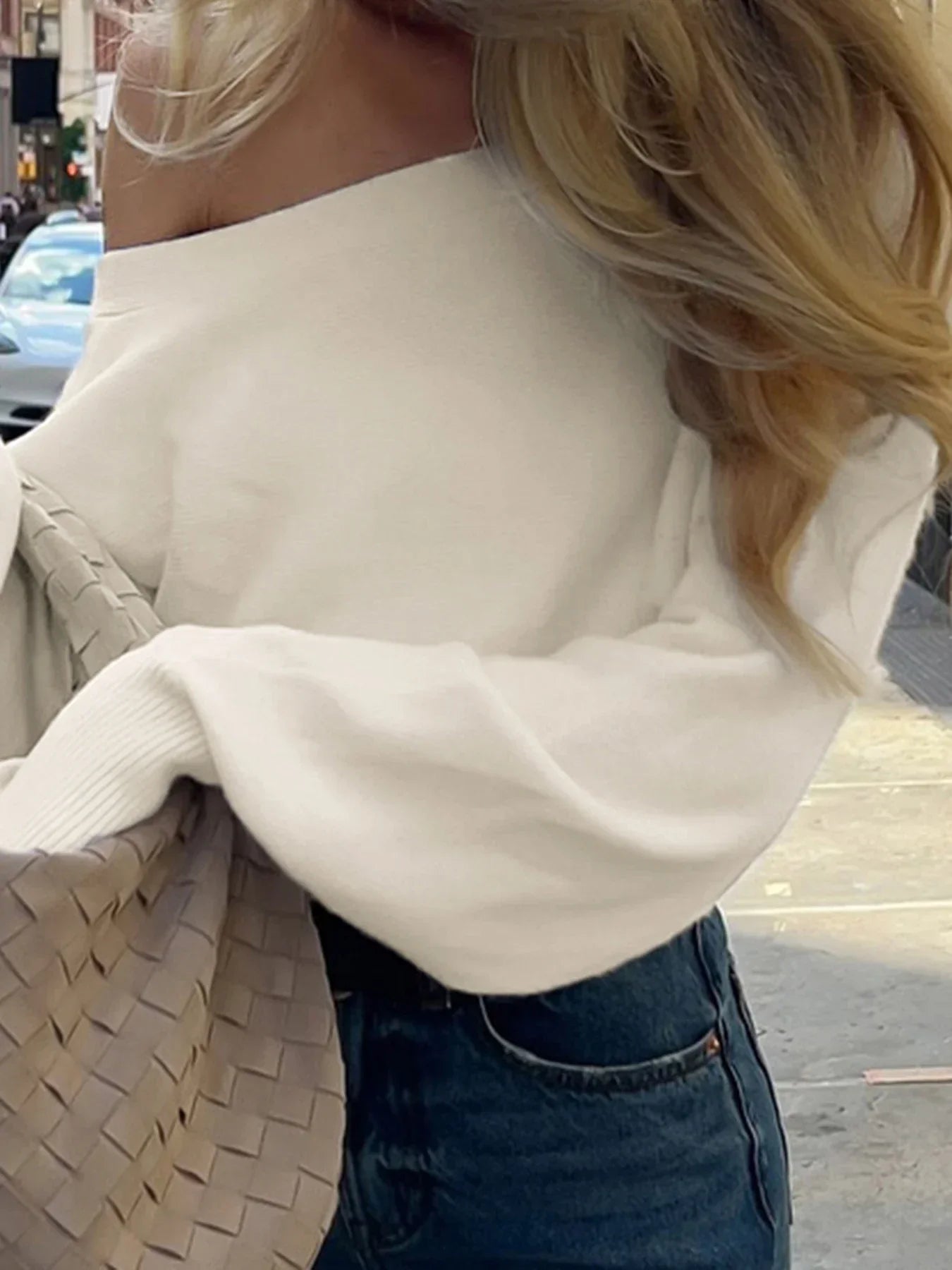 Off-Shoulder Knit Sweater
