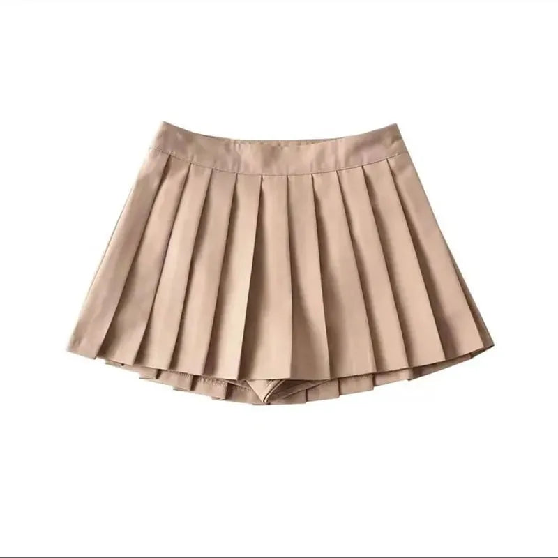 High Waist Pleated Mini Skirt | Korean JK Style Women's Solid Color Skirt